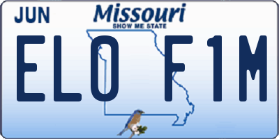 MO license plate EL0F1M
