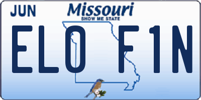 MO license plate EL0F1N
