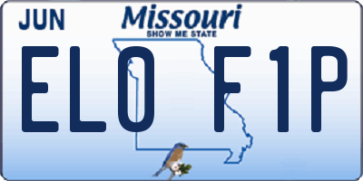 MO license plate EL0F1P