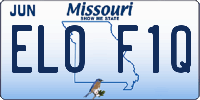MO license plate EL0F1Q