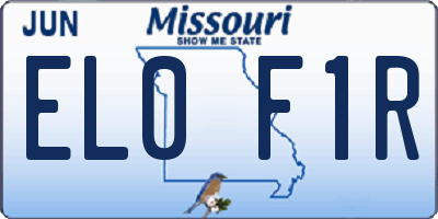MO license plate EL0F1R