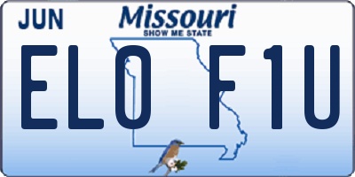 MO license plate EL0F1U