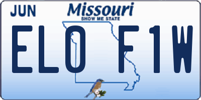 MO license plate EL0F1W