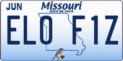 MO license plate EL0F1Z