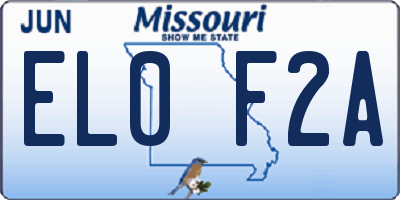 MO license plate EL0F2A