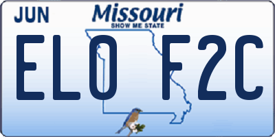MO license plate EL0F2C