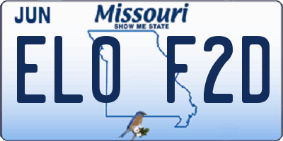 MO license plate EL0F2D