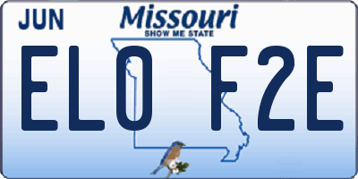 MO license plate EL0F2E