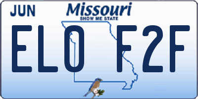 MO license plate EL0F2F