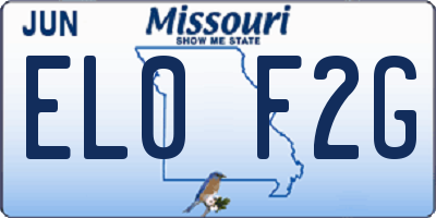 MO license plate EL0F2G