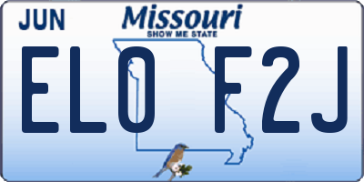 MO license plate EL0F2J