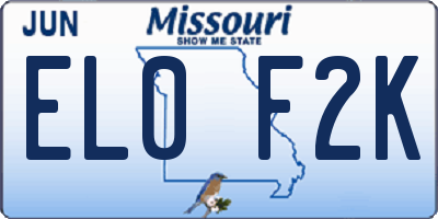 MO license plate EL0F2K