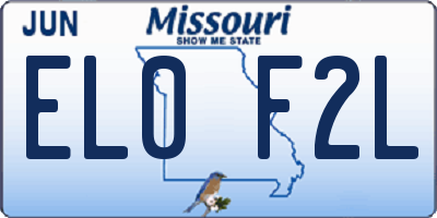 MO license plate EL0F2L