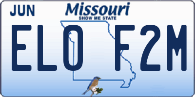 MO license plate EL0F2M