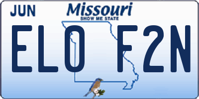 MO license plate EL0F2N
