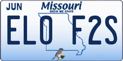 MO license plate EL0F2S