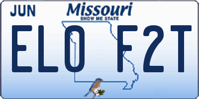 MO license plate EL0F2T
