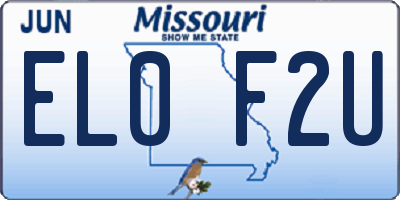 MO license plate EL0F2U