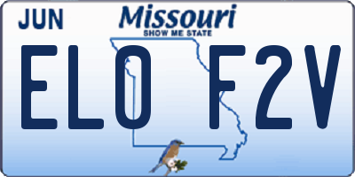 MO license plate EL0F2V
