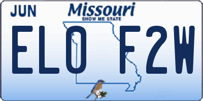 MO license plate EL0F2W