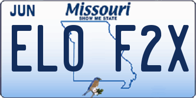 MO license plate EL0F2X