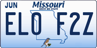 MO license plate EL0F2Z