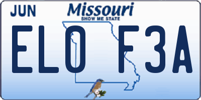 MO license plate EL0F3A
