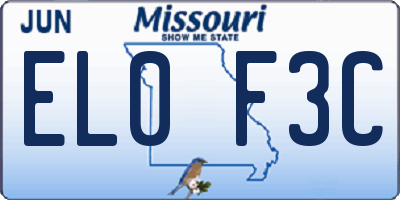 MO license plate EL0F3C