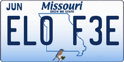 MO license plate EL0F3E