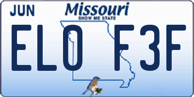 MO license plate EL0F3F