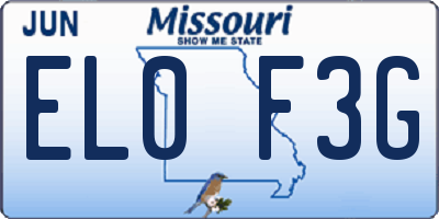 MO license plate EL0F3G