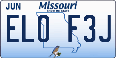 MO license plate EL0F3J