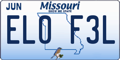 MO license plate EL0F3L