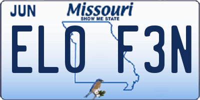 MO license plate EL0F3N