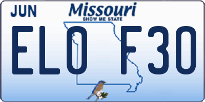 MO license plate EL0F3O