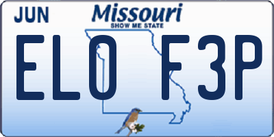 MO license plate EL0F3P