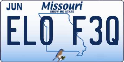 MO license plate EL0F3Q