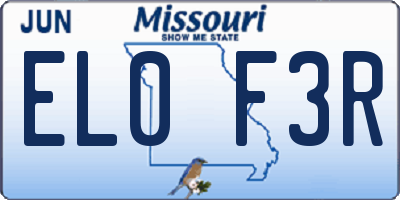MO license plate EL0F3R