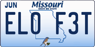 MO license plate EL0F3T
