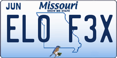 MO license plate EL0F3X