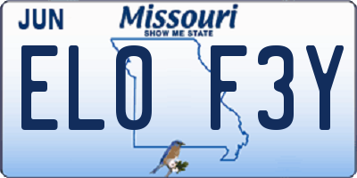 MO license plate EL0F3Y