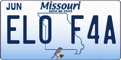 MO license plate EL0F4A