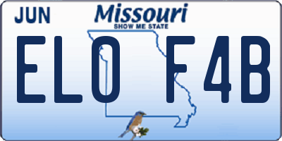 MO license plate EL0F4B