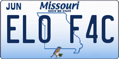 MO license plate EL0F4C