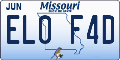 MO license plate EL0F4D