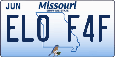 MO license plate EL0F4F