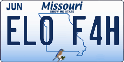 MO license plate EL0F4H