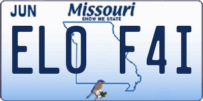 MO license plate EL0F4I