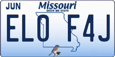 MO license plate EL0F4J