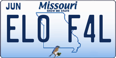 MO license plate EL0F4L